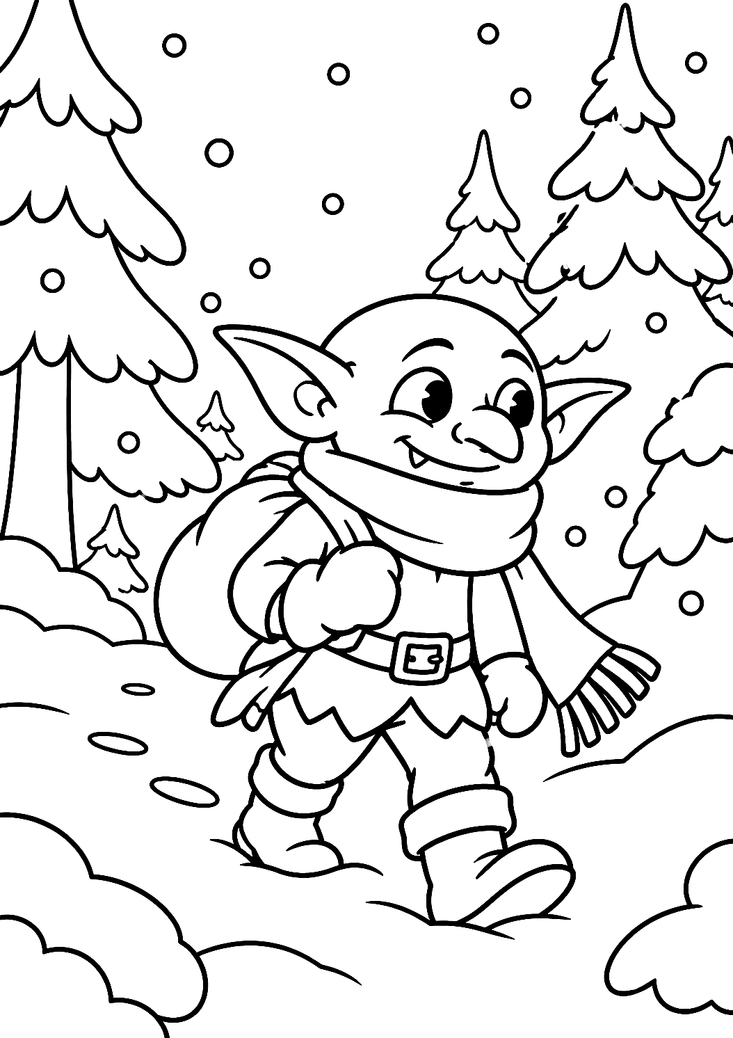 Duende na Nevasca para Colorir – desenho para colorir para imprimir