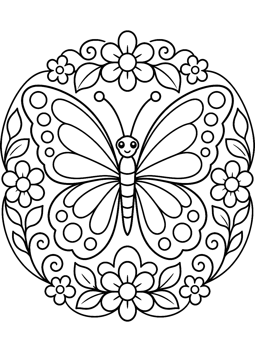 Pillangó mandala kifestő – nyomtatható kifestő