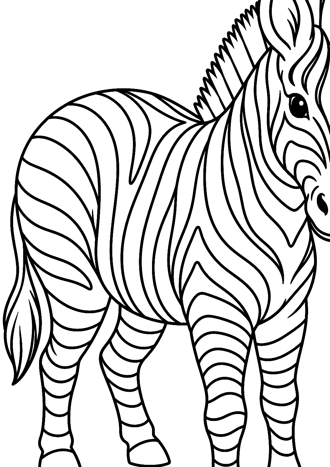 Zebra csíkmintával a középpontban mint kifestő – nyomtatható kifestő