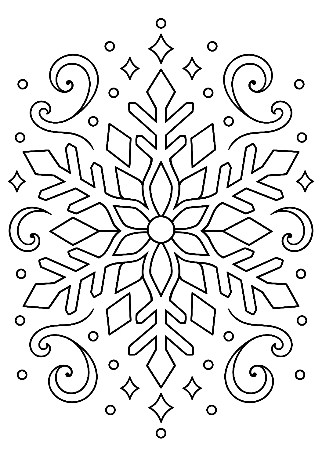 Mandala Fiocco di Neve da Colorare – disegno da colorare da stampare