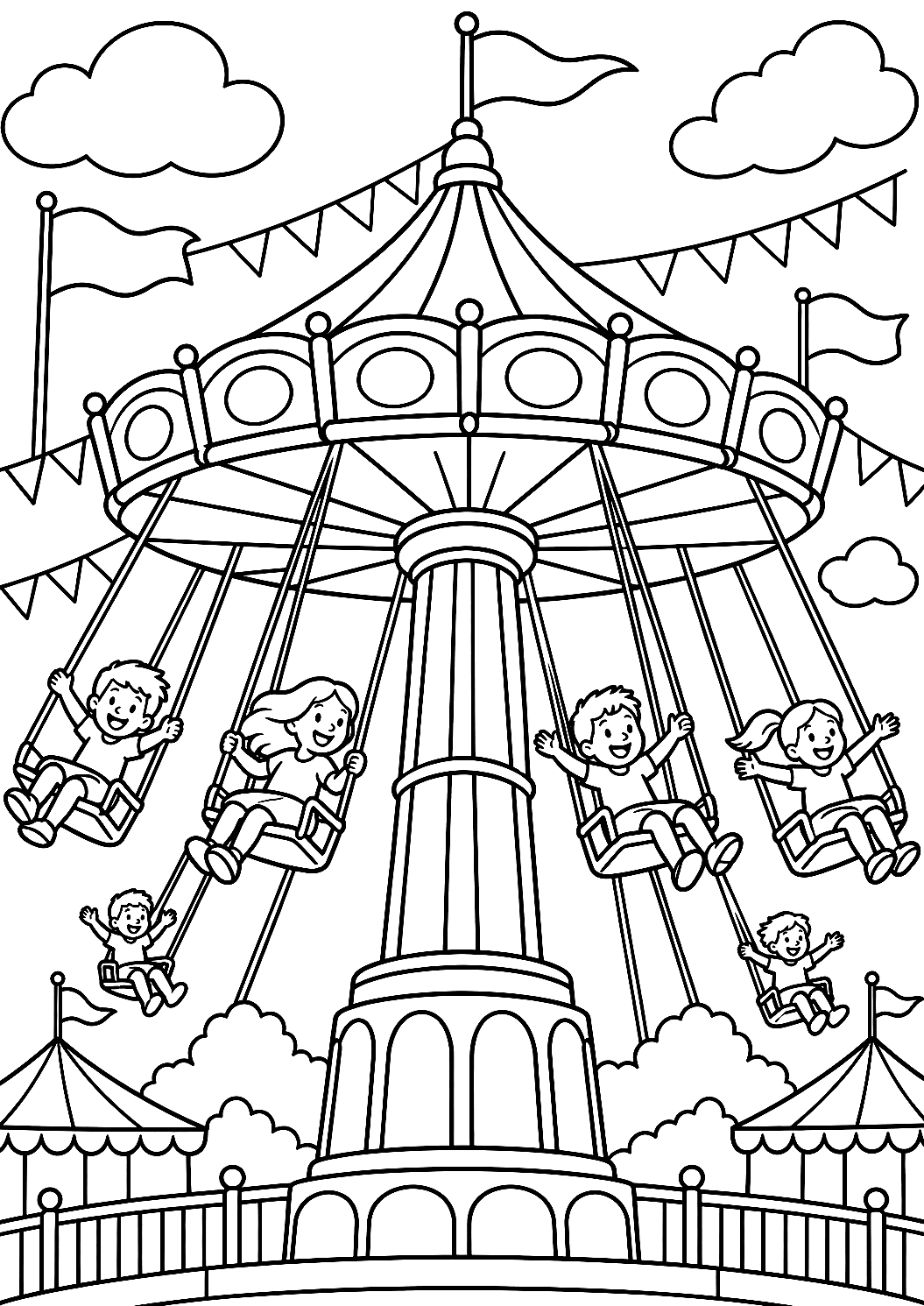 El Columpio de la Feria para Colorear – dibujo para colorear e imprimir