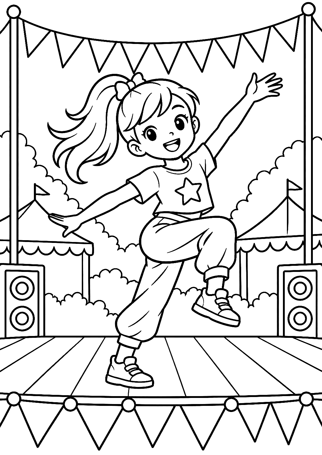 Danseur qui s'Entraîne à un Festival d'Été à Colorier – coloriage à imprimer