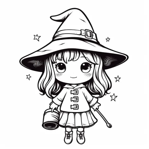 Dolce strega da colorare – disegno da colorare da stampare