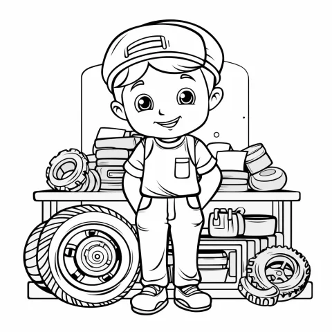 Meccanico come modello di colorazione – disegno da colorare da stampare