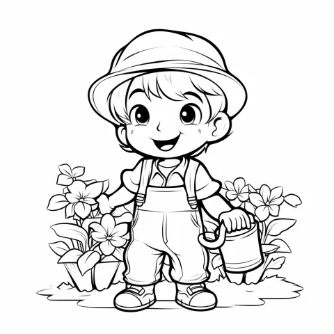 Gardener as coloring template – printable coloring page
