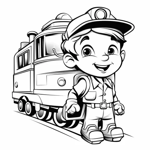 列車の運転士の塗り絵 – 印刷用ぬりえ