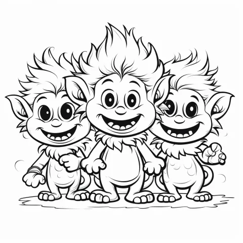 Trolls als Malvorlage – Ausmalbild zum Ausdrucken