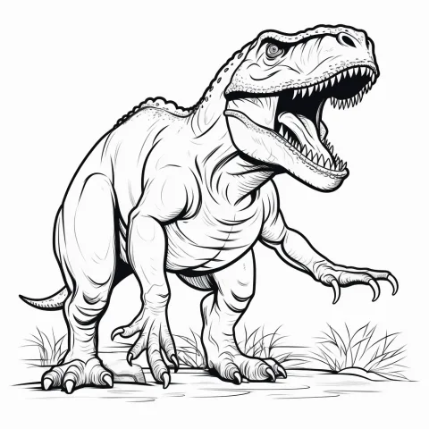 Tyrannosaurus Rex som farvelægning – malebog til udskrivning