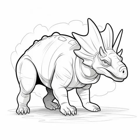 Triceratops piirustuspohjaksi – tulostettava värityskuva