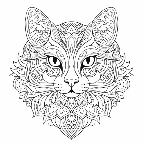 Katze Mandala als Malvorlage – Ausmalbild zum Ausdrucken