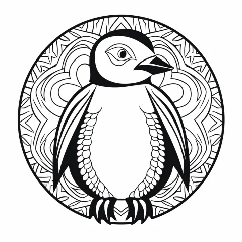 Pinguin Mandala als Malvorlage – Ausmalbild zum Ausdrucken
