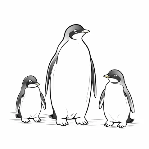 Pinguine als Malvorlage – Ausmalbild zum Ausdrucken