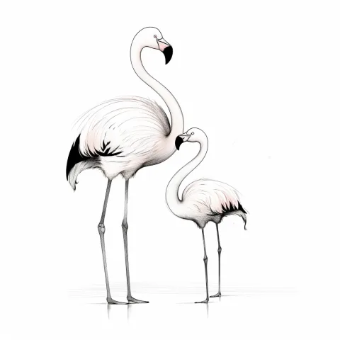 Flamingon äiti ja vauva – tulostettava värityskuva