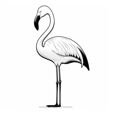 Enkelt flamingo som farvelægningsside – malebog til udskrivning