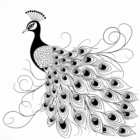 孔雀の塗り絵 – 印刷用ぬりえ