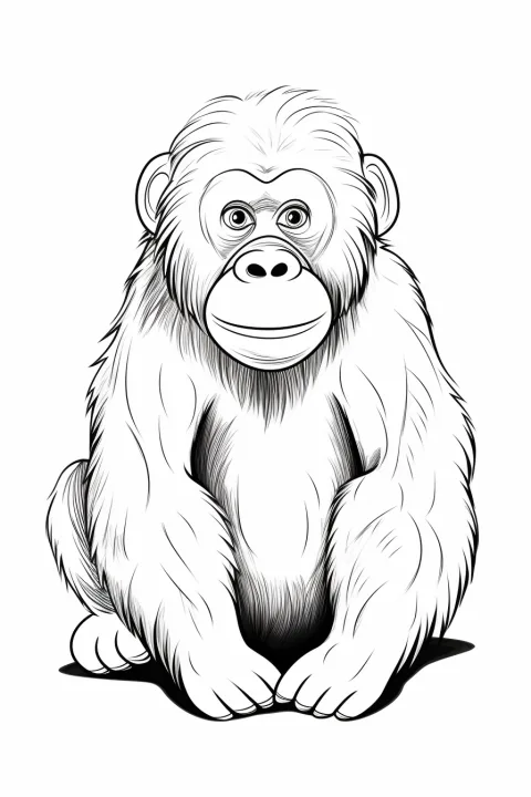 Orangutan as Coloring Template – printable coloring page