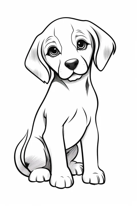 Beagle kölyök színezőlapként – nyomtatható kifestő