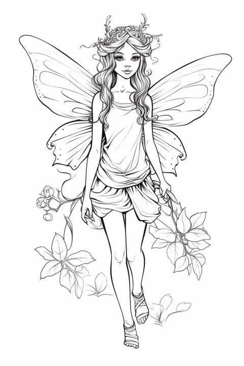 Forest Fairy Coloring Page – printable coloring page