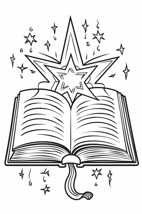 Magisches Buch als Malvorlage – Ausmalbild zum Ausdrucken