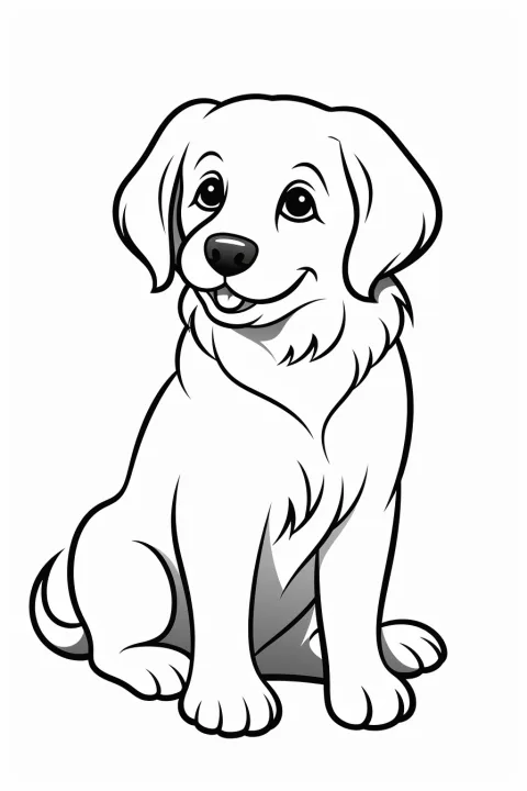 Golden Retriever als Malvorlage – Ausmalbild zum Ausdrucken