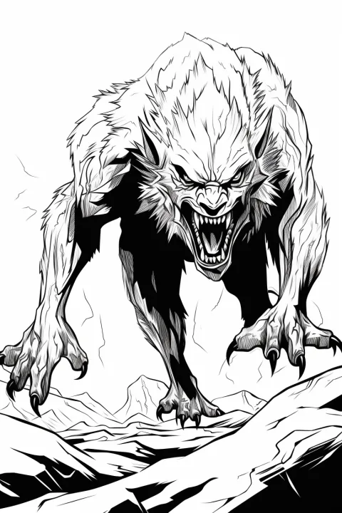Werewolf in the Snow as Coloring Page – printable coloring page