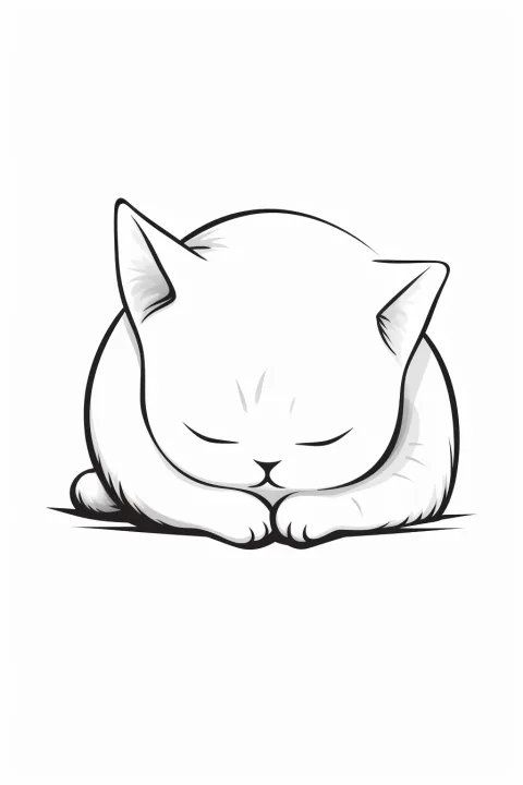Dreaming Cat as Coloring Template – printable coloring page