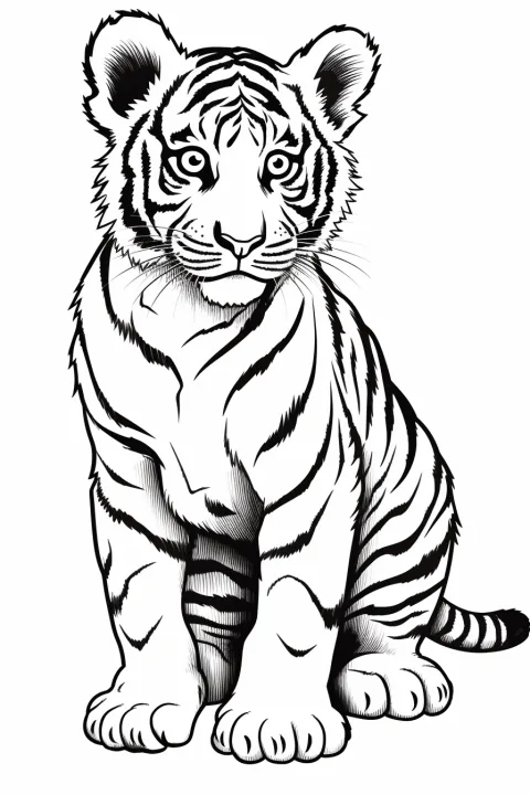 Bébé tigre comme modèle de coloriage – coloriage à imprimer