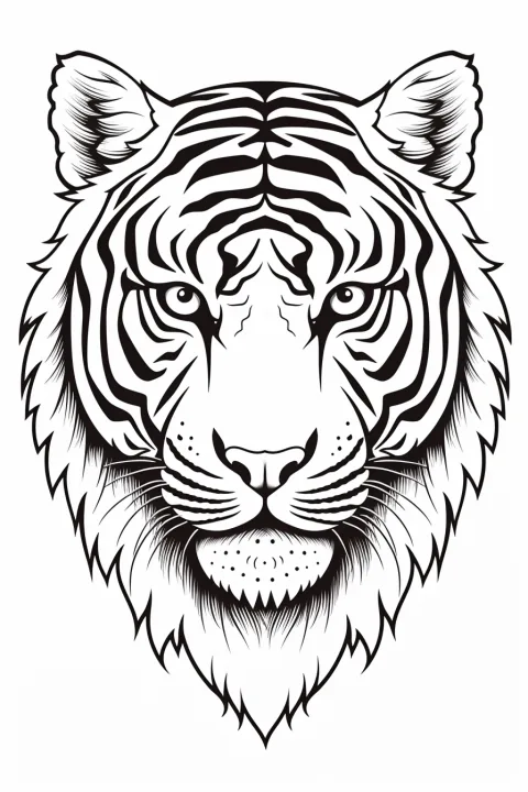 Tigerhuvud som målarbild – målarbild att skriva ut