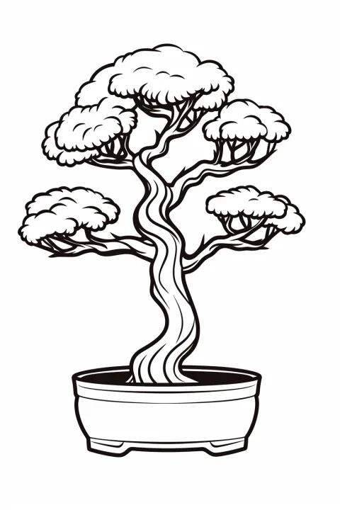 Bonsai-Baum als Malvorlage – Ausmalbild zum Ausdrucken