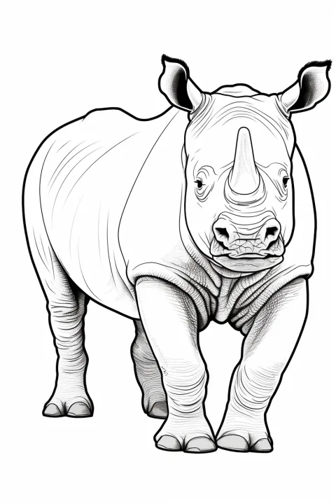 サイの塗り絵 – 印刷用ぬりえ