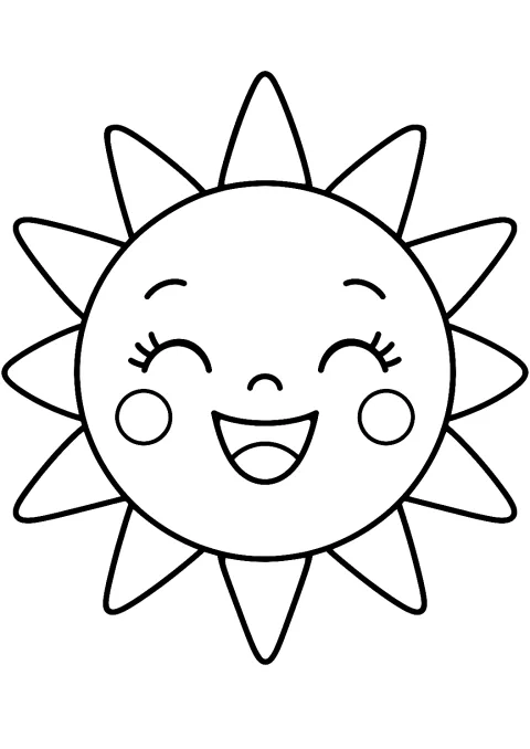 Sonnenschein als Malvorlage – Ausmalbild zum Ausdrucken