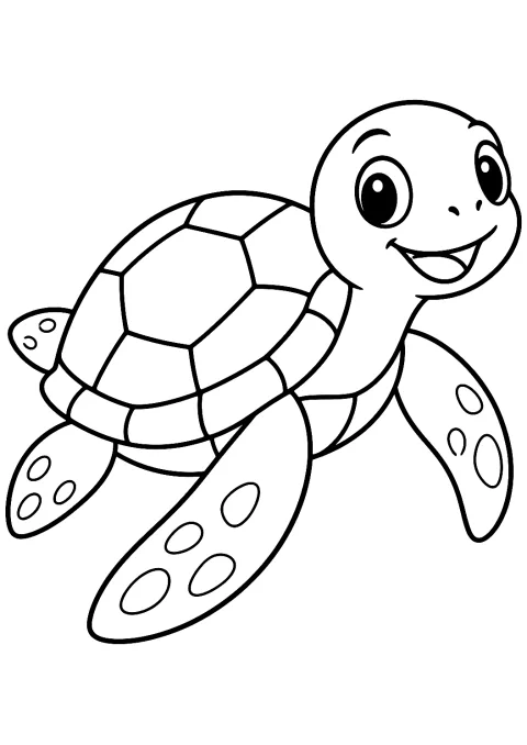 Grüne Schildkröte als Malvorlage – Ausmalbild zum Ausdrucken