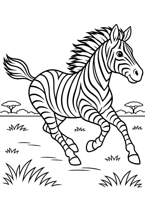 Galoperende zebra som malebog – malebog til udskrivning