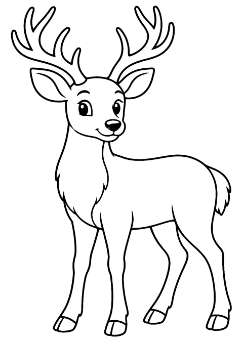 Cerf avec Bois à Colorier – coloriage à imprimer