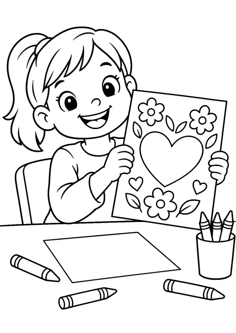 Biglietto per la Festa della Mamma da colorare – disegno da colorare da stampare