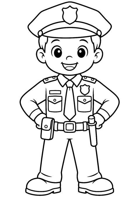 Uniforme da Poliziotto da Colorare – disegno da colorare da stampare