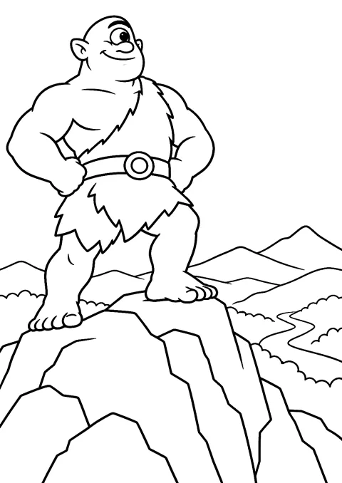 Ciclope sulla cima della montagna da colorare – disegno da colorare da stampare