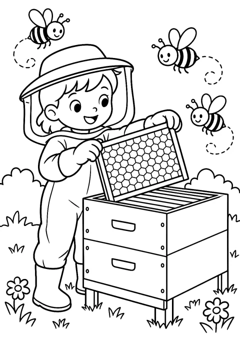 Abrir uma colmeia para colorir – desenho para colorir para imprimir