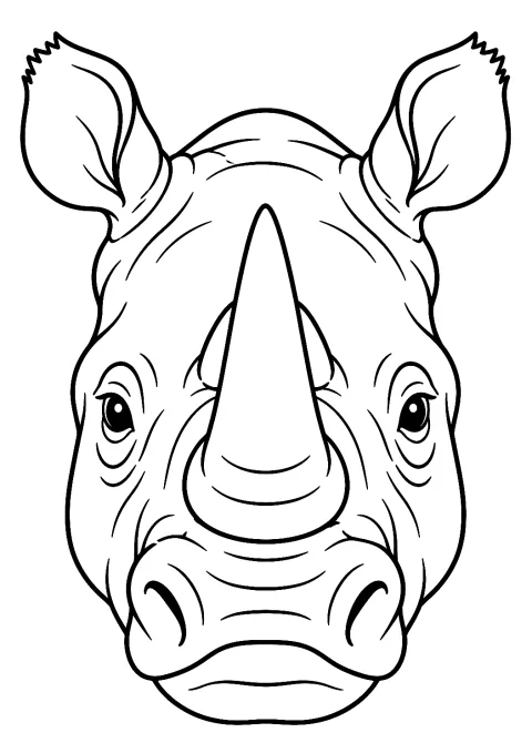Tête de Rhinocéros en Détail à Colorier – coloriage à imprimer