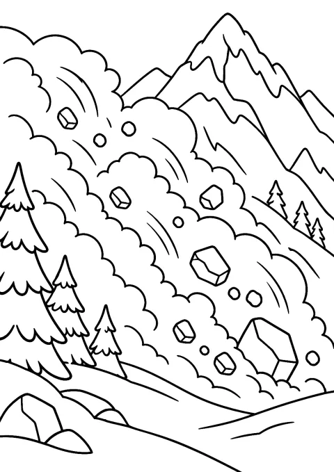 Snøskred som fargeleggingsark – fargeleggingsark for utskrift