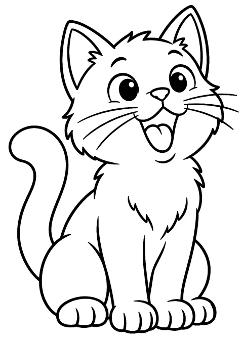 Meowing Cat Coloring Page – printable coloring page