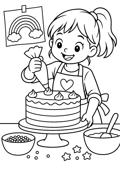 Torta Arcobaleno da Colorare – disegno da colorare da stampare