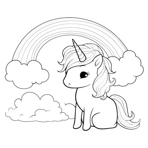 Einhorn mit Regenbogen – Ausmalbild zum Ausdrucken