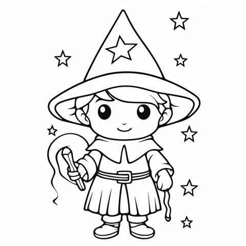 作为涂色模板的魔术师 – 可打印的涂色图