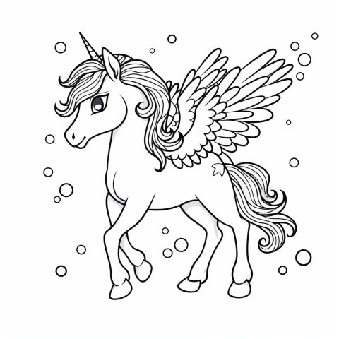 Pegasus als Malvorlage – Ausmalbild zum Ausdrucken