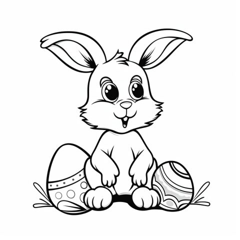 Osterhase mit Ostereiern kostenlos Malvorlage ausdrucken – Ausmalbild zum Ausdrucken