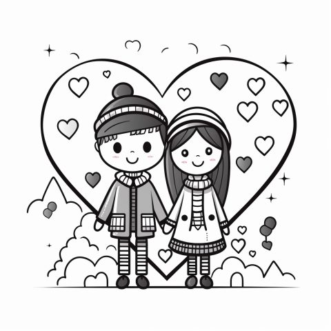 Valentinstag Paar als Malvorlage – Ausmalbild zum Ausdrucken