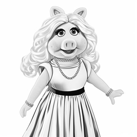Miss Piggy als Malvorlage – Ausmalbild zum Ausdrucken