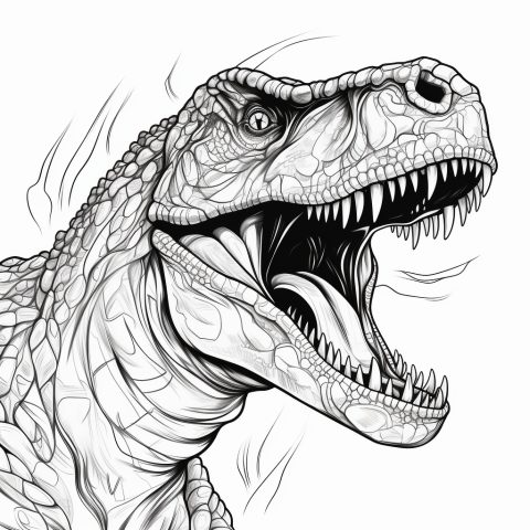 Trex als Malvorlage für Erwachsene – Ausmalbild zum Ausdrucken
