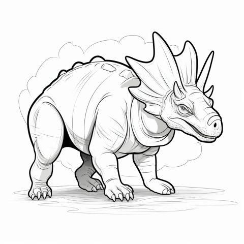 Triceratops als Malvorlage – Ausmalbild zum Ausdrucken